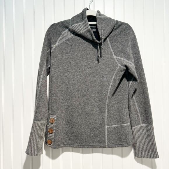 Prana Lucia Gray Funnel Neck Sweater Wool Blend Size Small - Picture 2 of 6